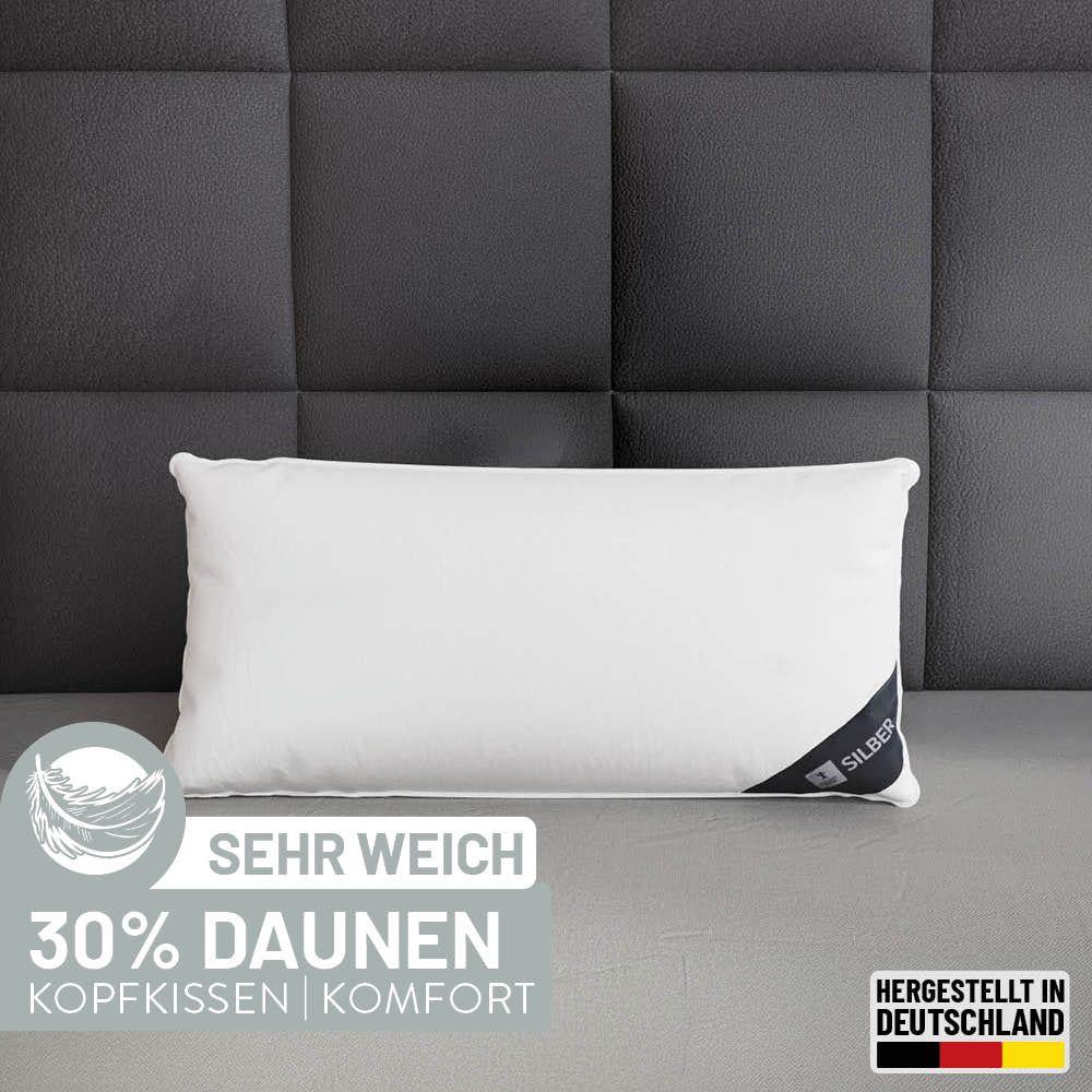 Federn- und Daunenkissen Silber, 30 % Daunen / 70 % Federn