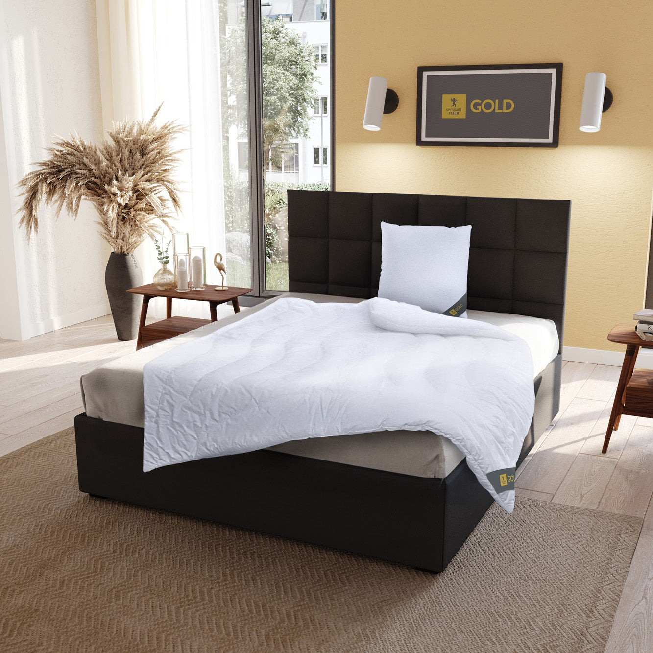 Faser Steppbettdecke Gold, superleichte Hollofil Spring 3D-Markenfaser / 100% Polyester