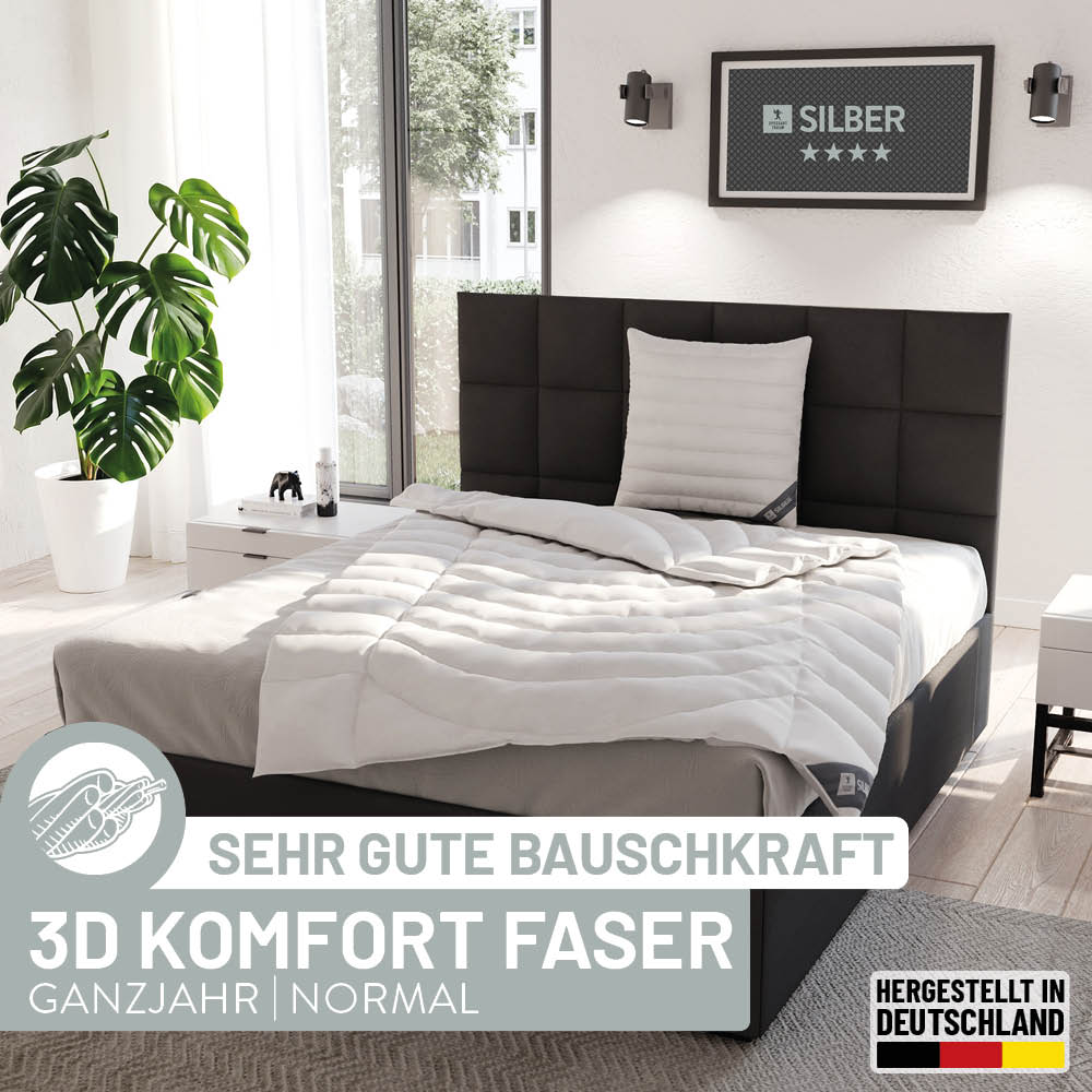 Faser Steppbettdecke Silber, 100 % hochwertige 3D-Hohlfaser