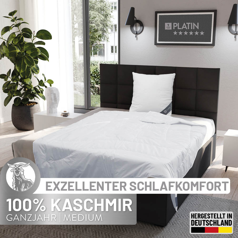 Kaschmirbettdecke Platin, reiner feinster Kaschmir Flaum (superentrgrannt), 100 % Kaschmir