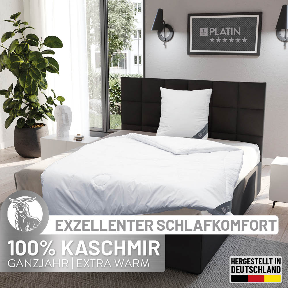 Kaschmirbettdecke Platin, reiner feinster Kaschmir Flaum (superentrgrannt), 100 % Kaschmir