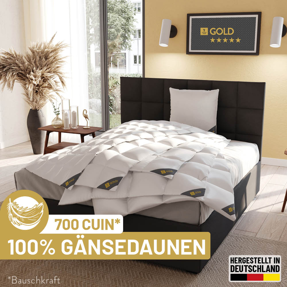 Gänsedaunenbettdecke Gold, <br>100 % Gänsedaunen