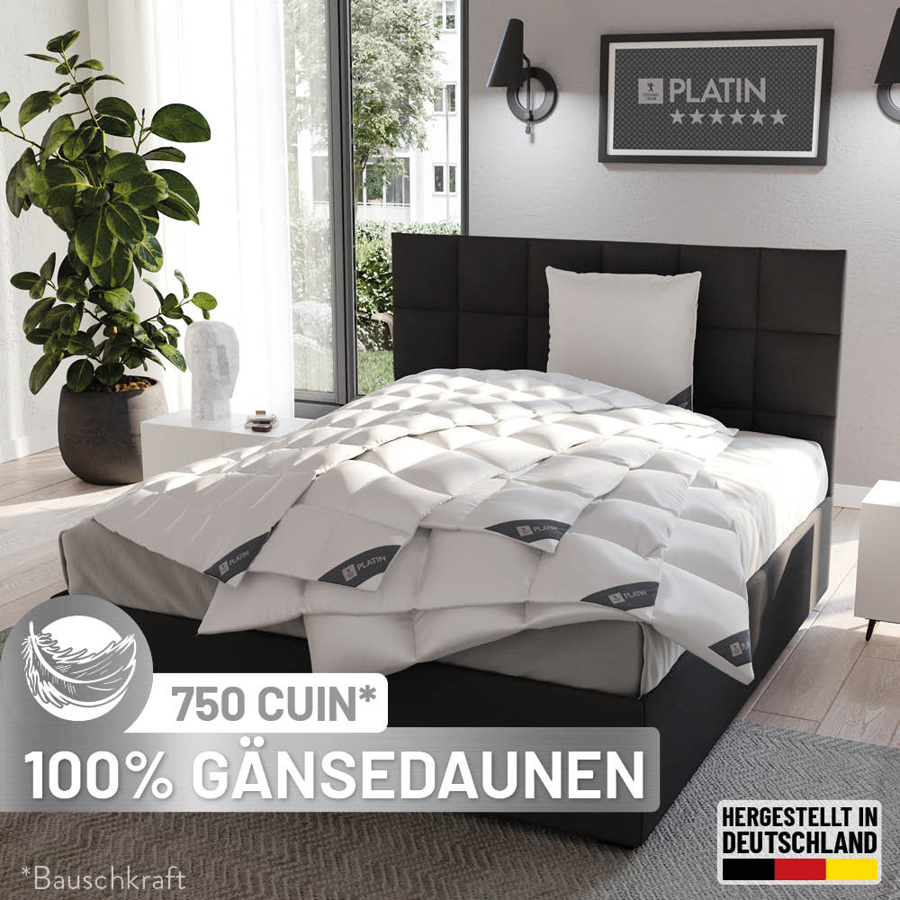 Gänsedaunenbettdecke Platin, 100 % Gänsedaunen