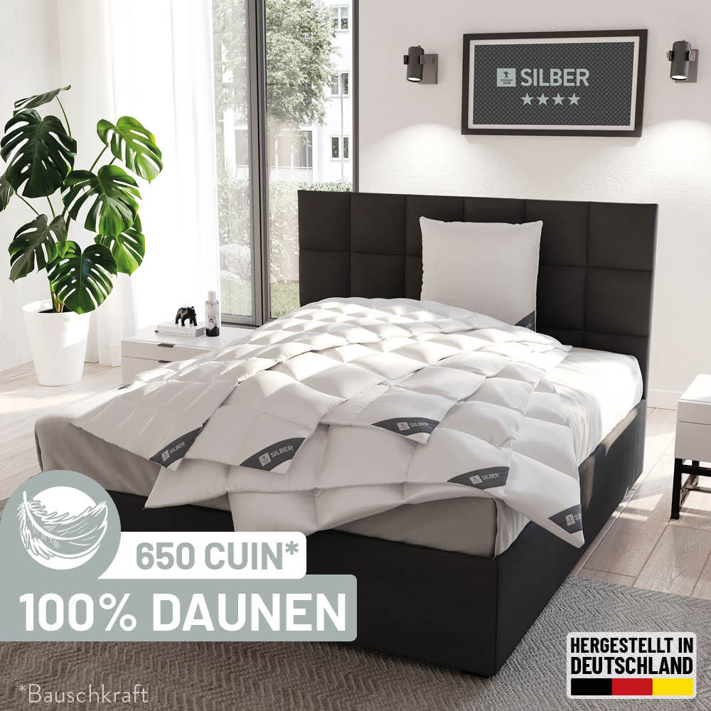 Daunenbettdecke Silber, 100 % Daunen