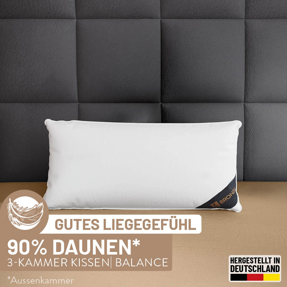 3-Kammer Daunenkissen Bronze, 90 % Daunen / 10 % Federn (Außen)