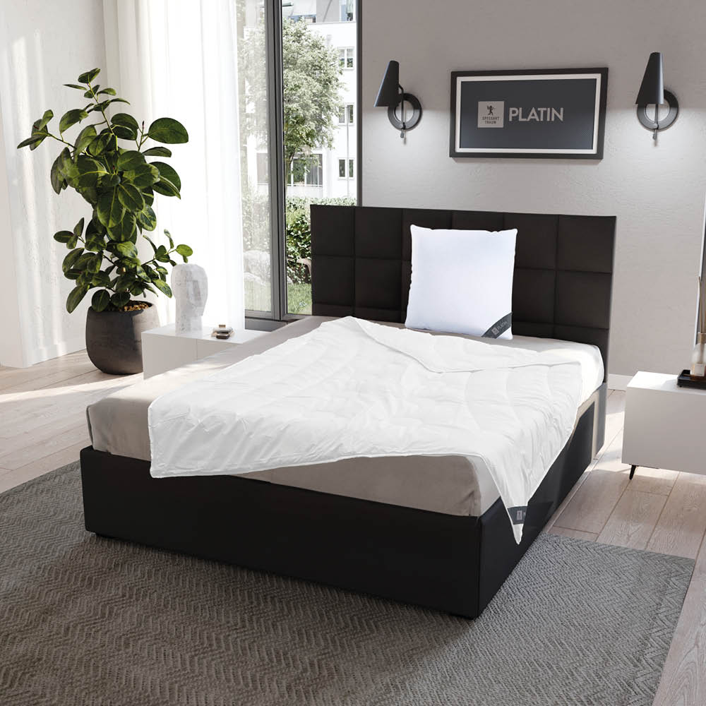 Faser Steppbettdecke Platin, extrem leichte Quallofil Premium 3D-Markenfaser mit höchster Bauschkraft / 100% Polyester