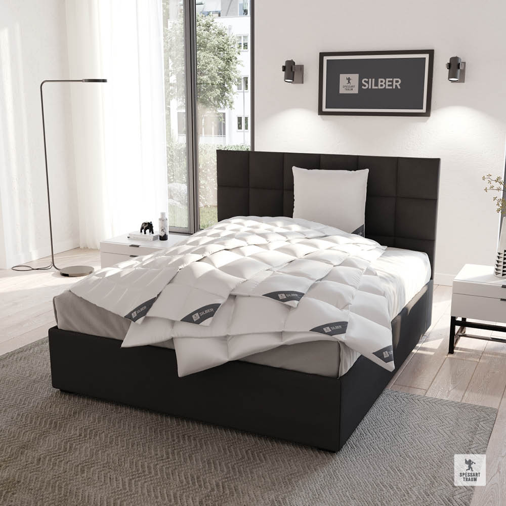 Daunenbettdecke Silber, 100 % Daunen