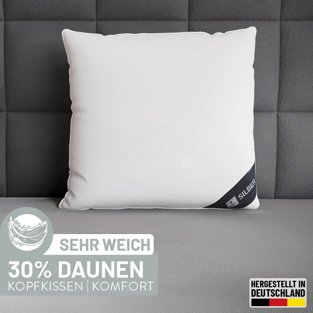 Federn- und Daunenkissen Silber, 30 % Daunen / 70 % Federn