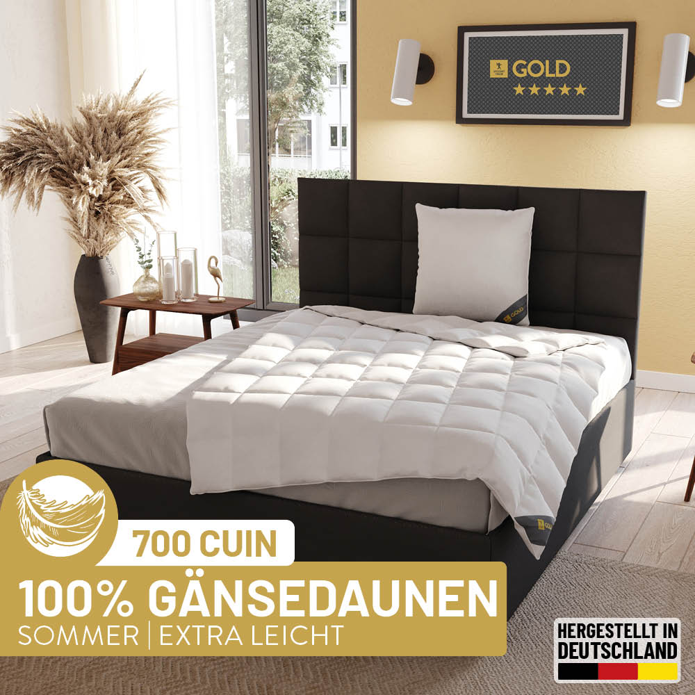 Gänsedaunenbettdecke Gold, <br>100 % Gänsedaunen