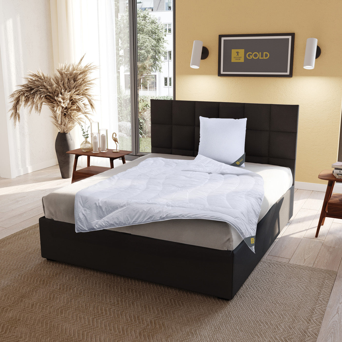 Faser Steppbettdecke Gold, superleichte Hollofil Spring 3D-Markenfaser / 100% Polyester