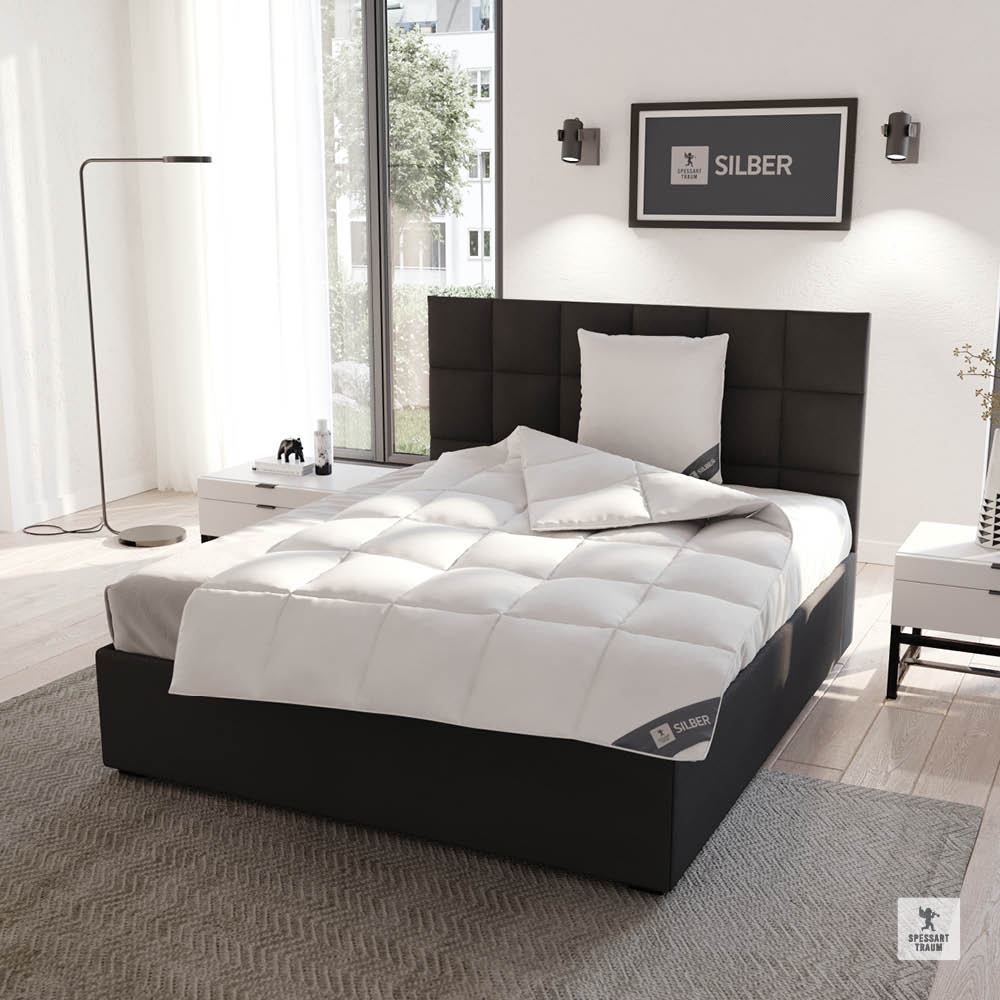 Daunenbettdecke Silber, 100 % Daunen