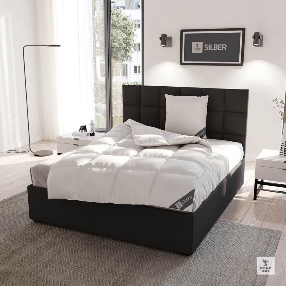Daunenbettdecke Silber, 100 % Daunen