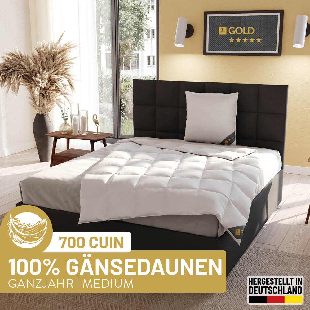 Gänsedaunenbettdecke Gold, <br>100 % Gänsedaunen