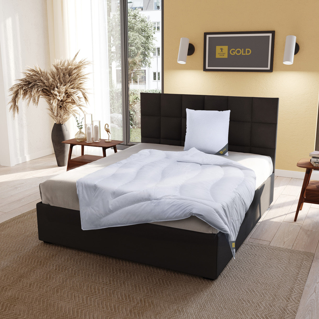 Faser Steppbettdecke Gold, superleichte Hollofil Spring 3D-Markenfaser / 100% Polyester