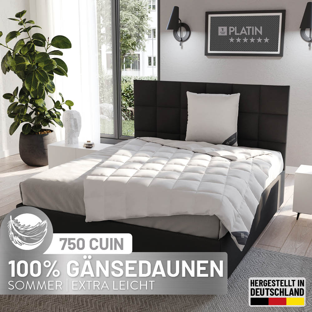 Gänsedaunenbettdecke Platin, 100 % Gänsedaunen