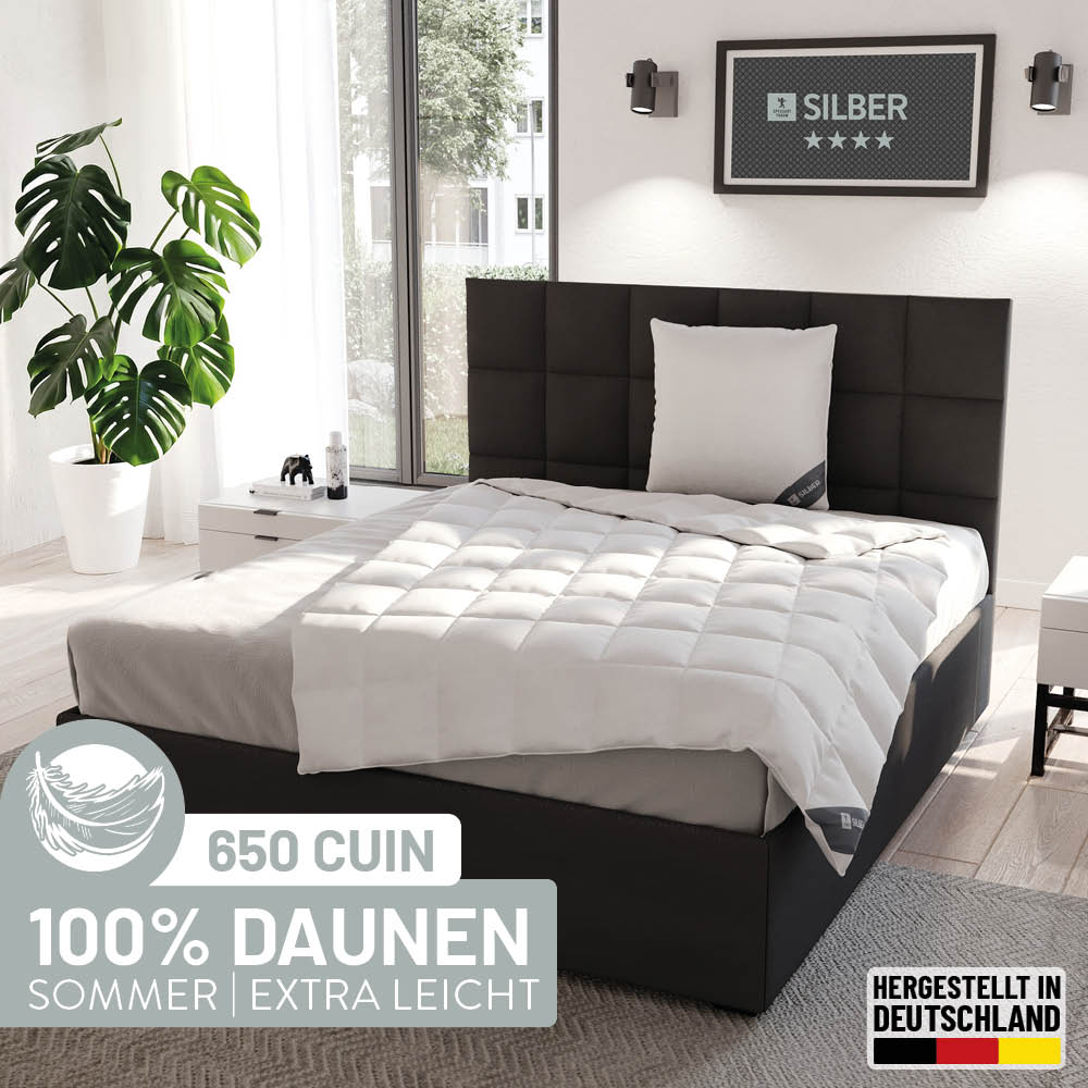 Daunenbettdecke Silber, 100 % Daunen