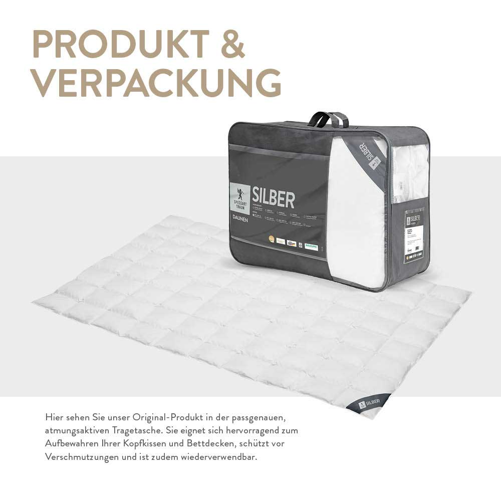 Daunenbettdecke Silber, 100 % Daunen