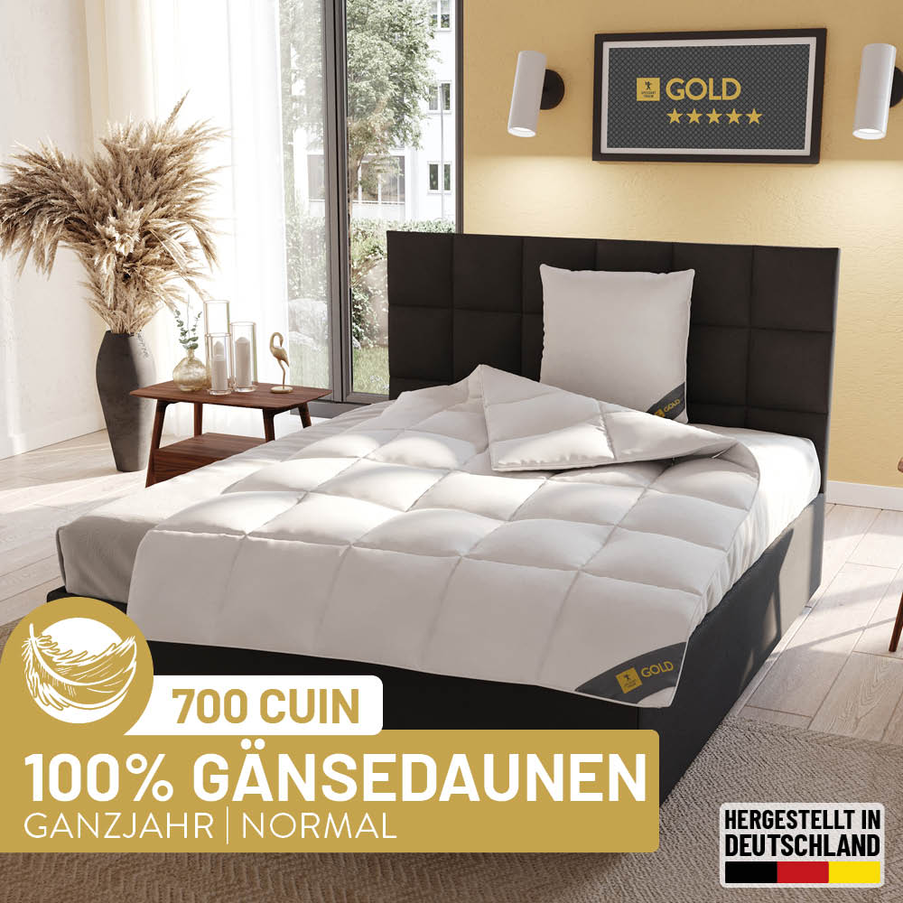 Gänsedaunenbettdecke Gold, <br>100 % Gänsedaunen