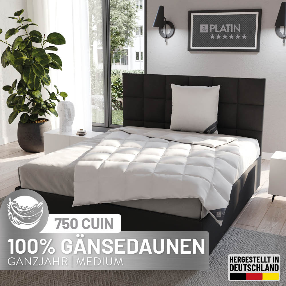 Gänsedaunenbettdecke Platin, 100 % Gänsedaunen