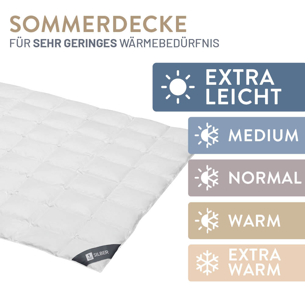 Daunenbettdecke Silber, 100 % Daunen