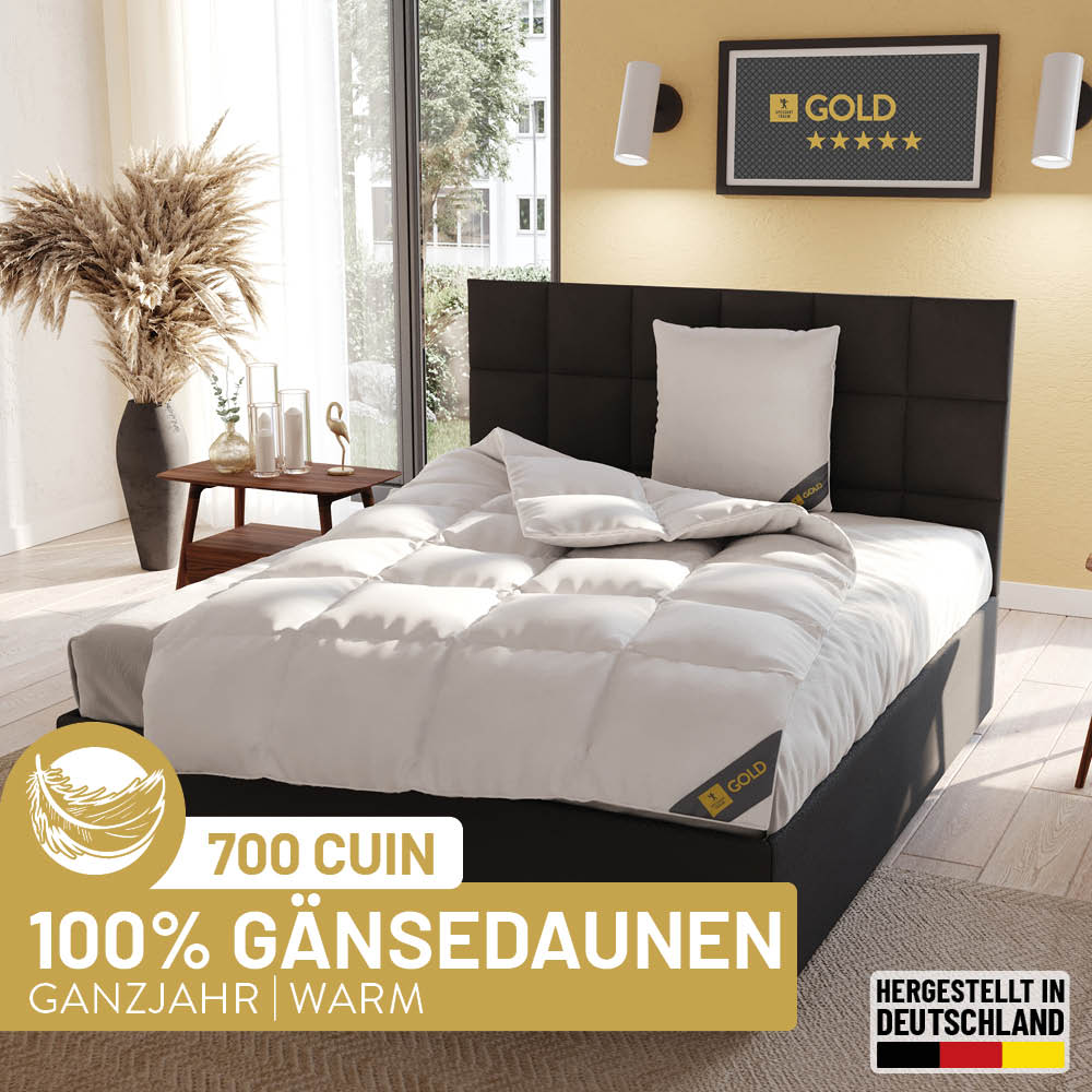 Gänsedaunenbettdecke Gold, <br>100 % Gänsedaunen