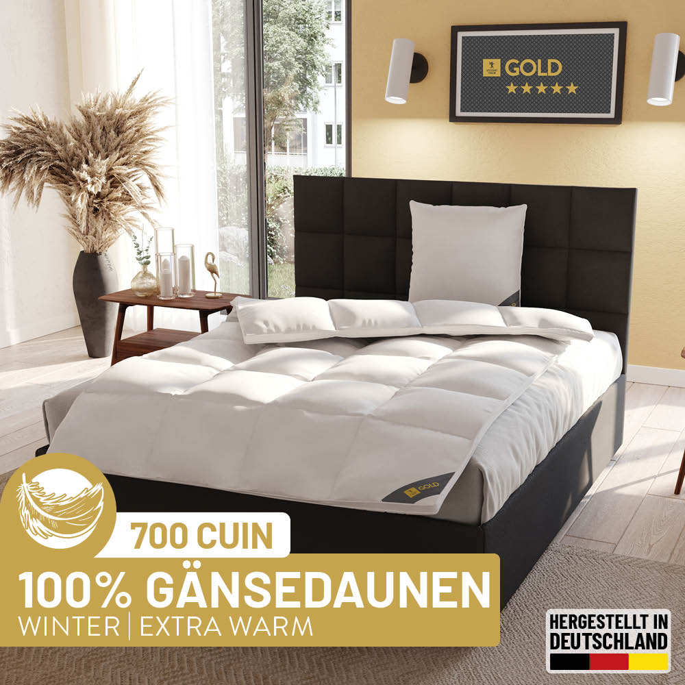 Gänsedaunenbettdecke Gold, <br>100 % Gänsedaunen