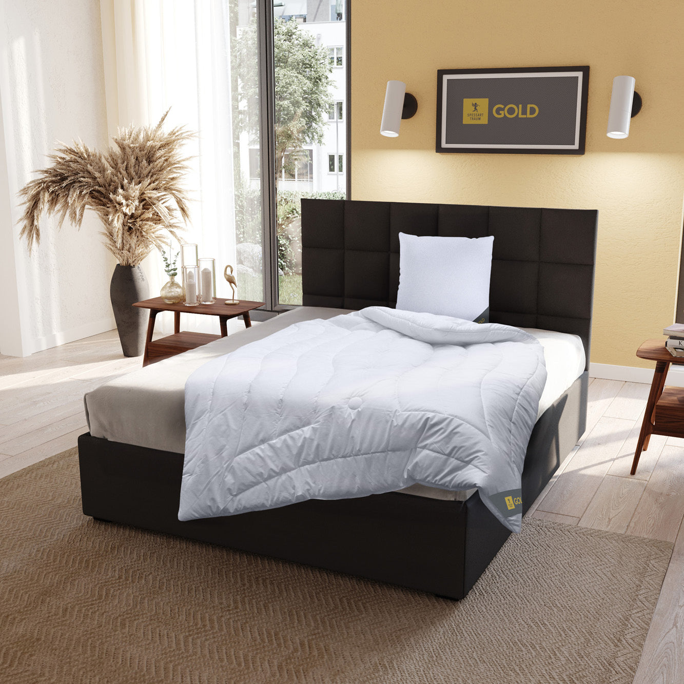 Faser Steppbettdecke Gold, superleichte Hollofil Spring 3D-Markenfaser / 100% Polyester