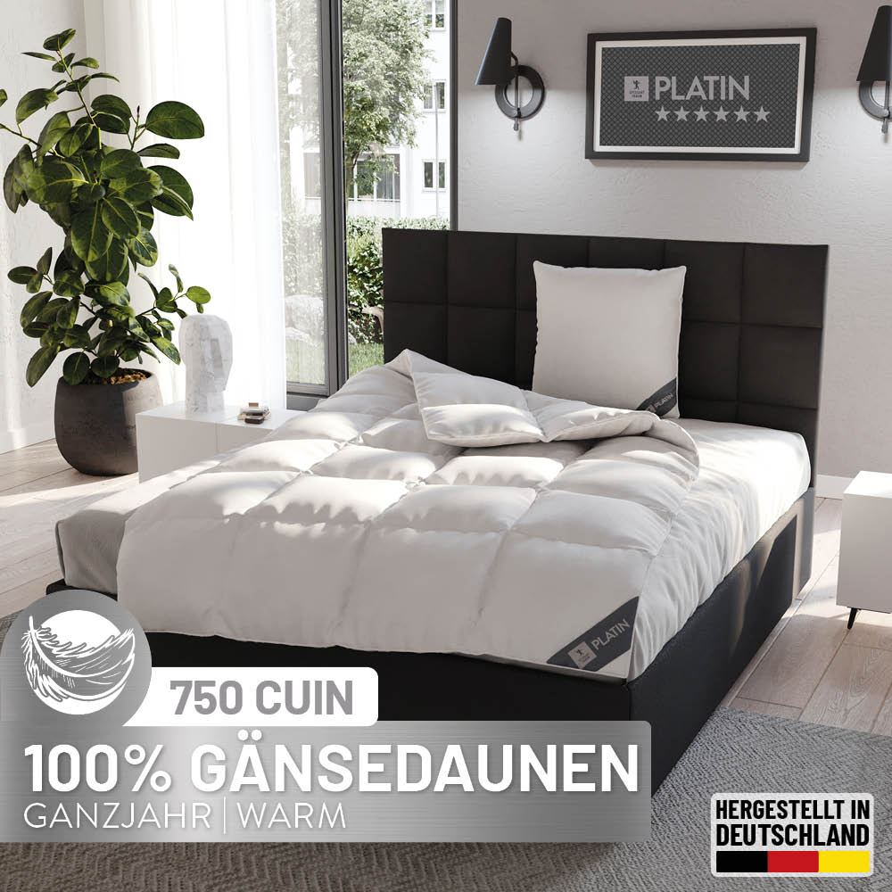 Gänsedaunenbettdecke Platin, 100 % Gänsedaunen