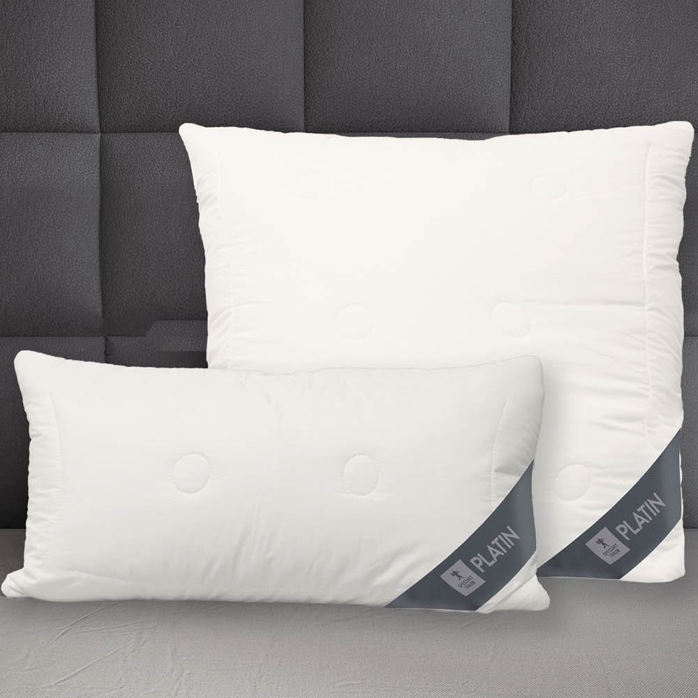 3-Kammer Kaschmirkissen Platin, reiner feinster Kaschmir Flaum / 100 % Kaschmir (Außen)