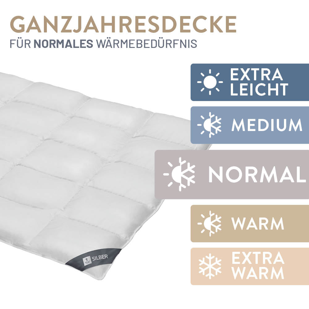 Daunenbettdecke Silber, 100 % Daunen