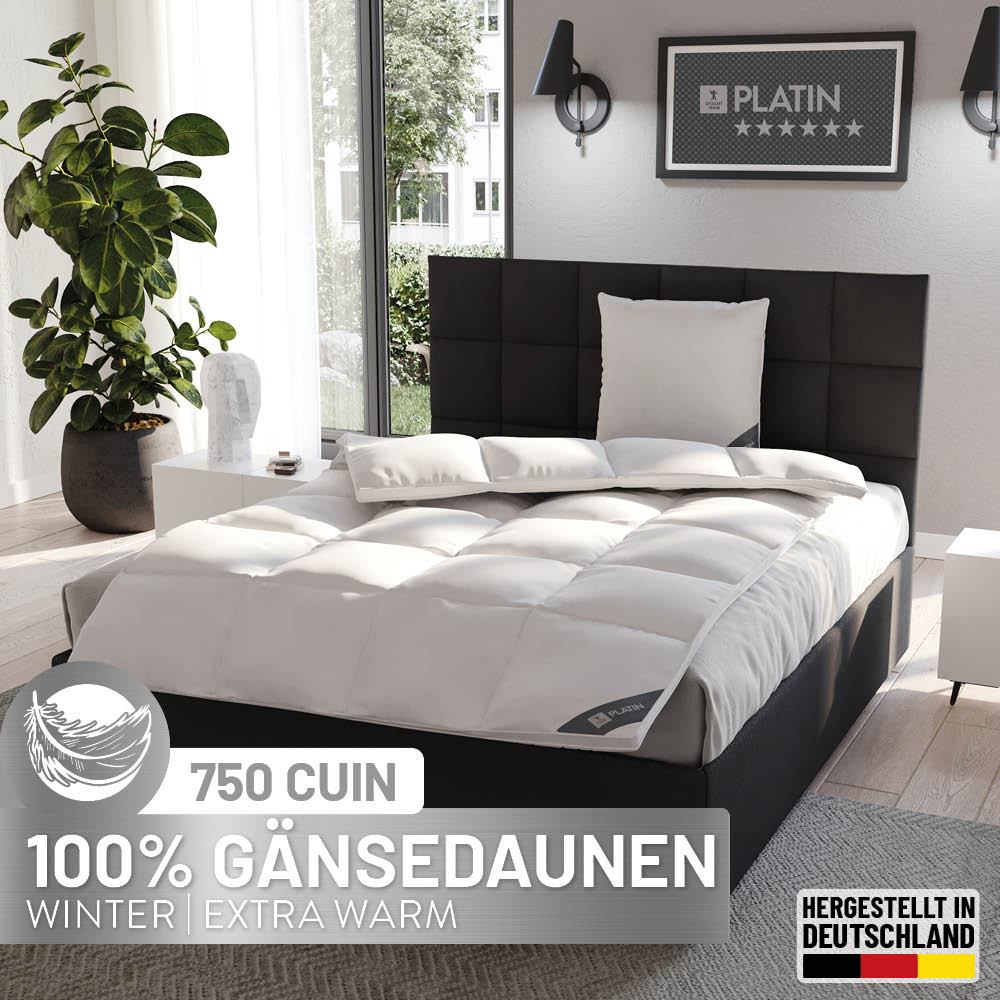 Gänsedaunenbettdecke Platin, 100 % Gänsedaunen