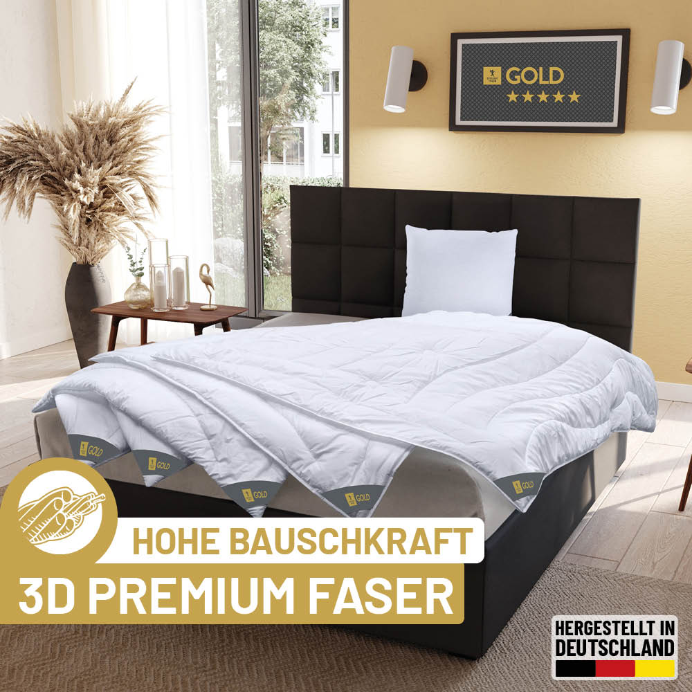Faser Steppbettdecke Gold, superleichte Hollofil Spring 3D-Markenfaser / 100% Polyester