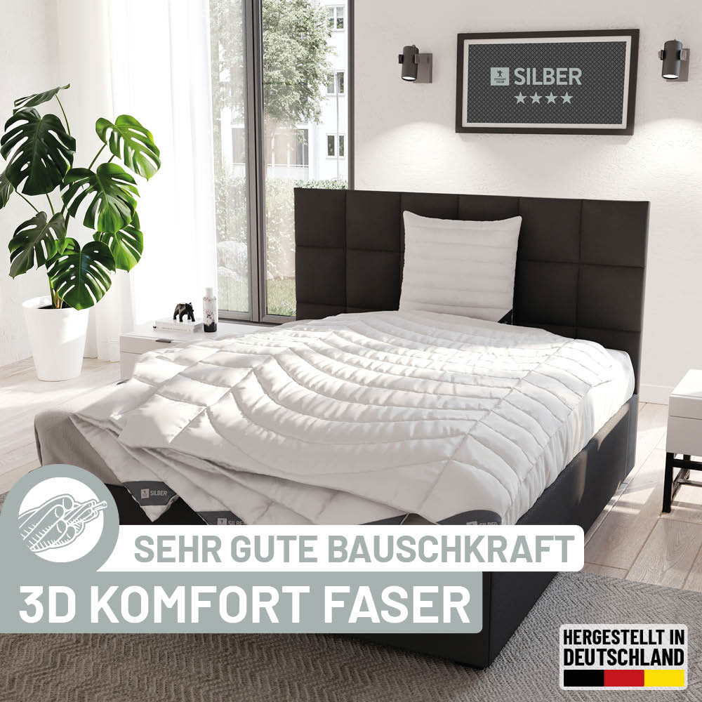 Faser Steppbettdecke Silber, 100 % hochwertige 3D-Hohlfaser