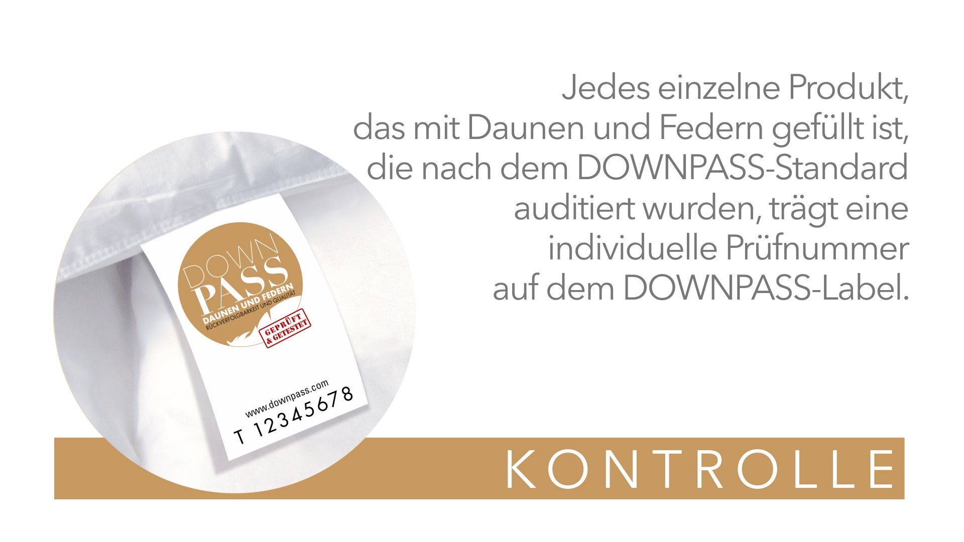 3-Kammer Daunenkissen Bronze, 90 % Daunen / 10 % Federn (Außen)