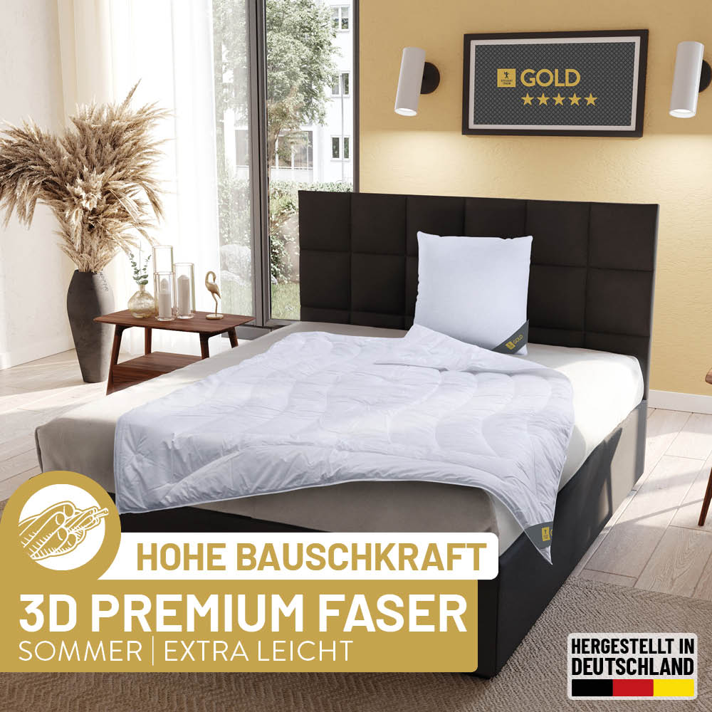 Faser Steppbettdecke Gold, superleichte Hollofil Spring 3D-Markenfaser / 100% Polyester