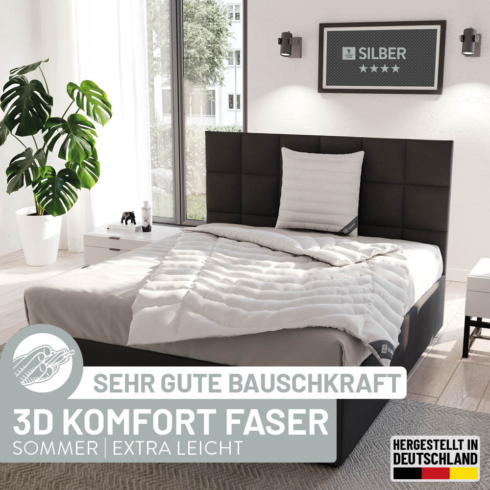 Faser Steppbettdecke Silber, 100 % hochwertige 3D-Hohlfaser