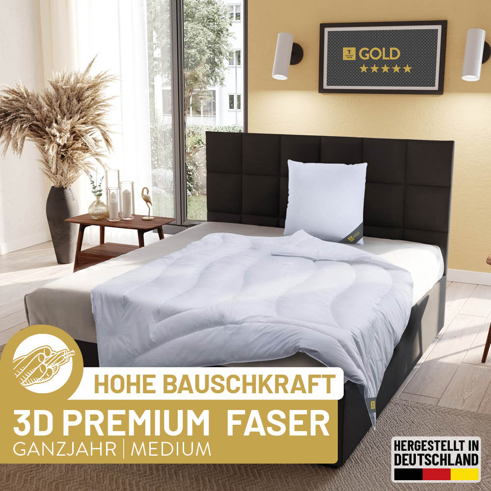 Faser Steppbettdecke Gold, superleichte Hollofil Spring 3D-Markenfaser / 100% Polyester