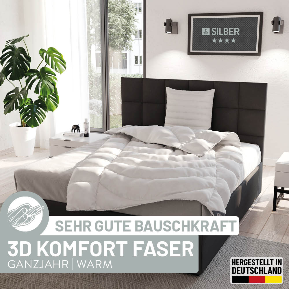 Faser Steppbettdecke Silber, 100 % hochwertige 3D-Hohlfaser