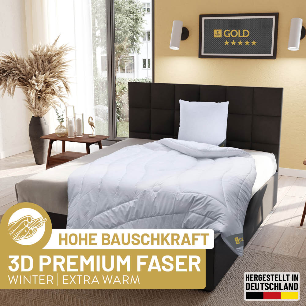 Faser Steppbettdecke Gold, superleichte Hollofil Spring 3D-Markenfaser / 100% Polyester