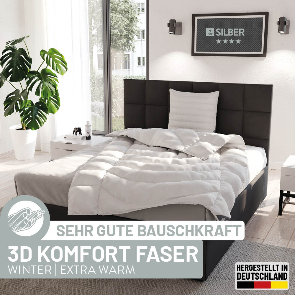 Faser Steppbettdecke Silber, 100 % hochwertige 3D-Hohlfaser