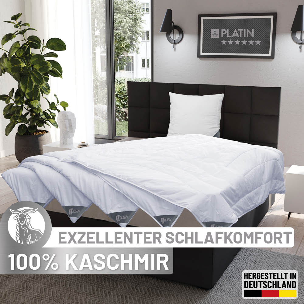 Kaschmirbettdecke Platin, reiner feinster Kaschmir Flaum (superentrgrannt), 100 % Kaschmir