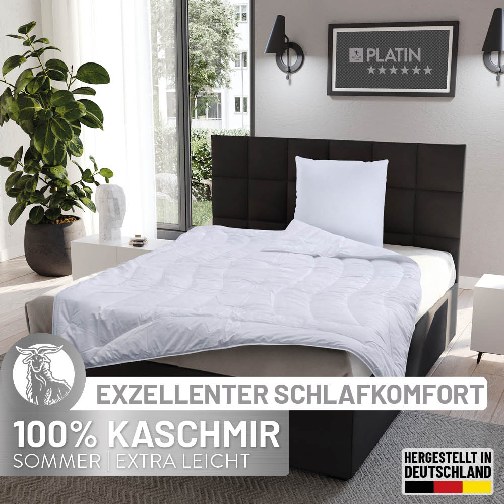 Kaschmirbettdecke Platin, reiner feinster Kaschmir Flaum (superentrgrannt), 100 % Kaschmir