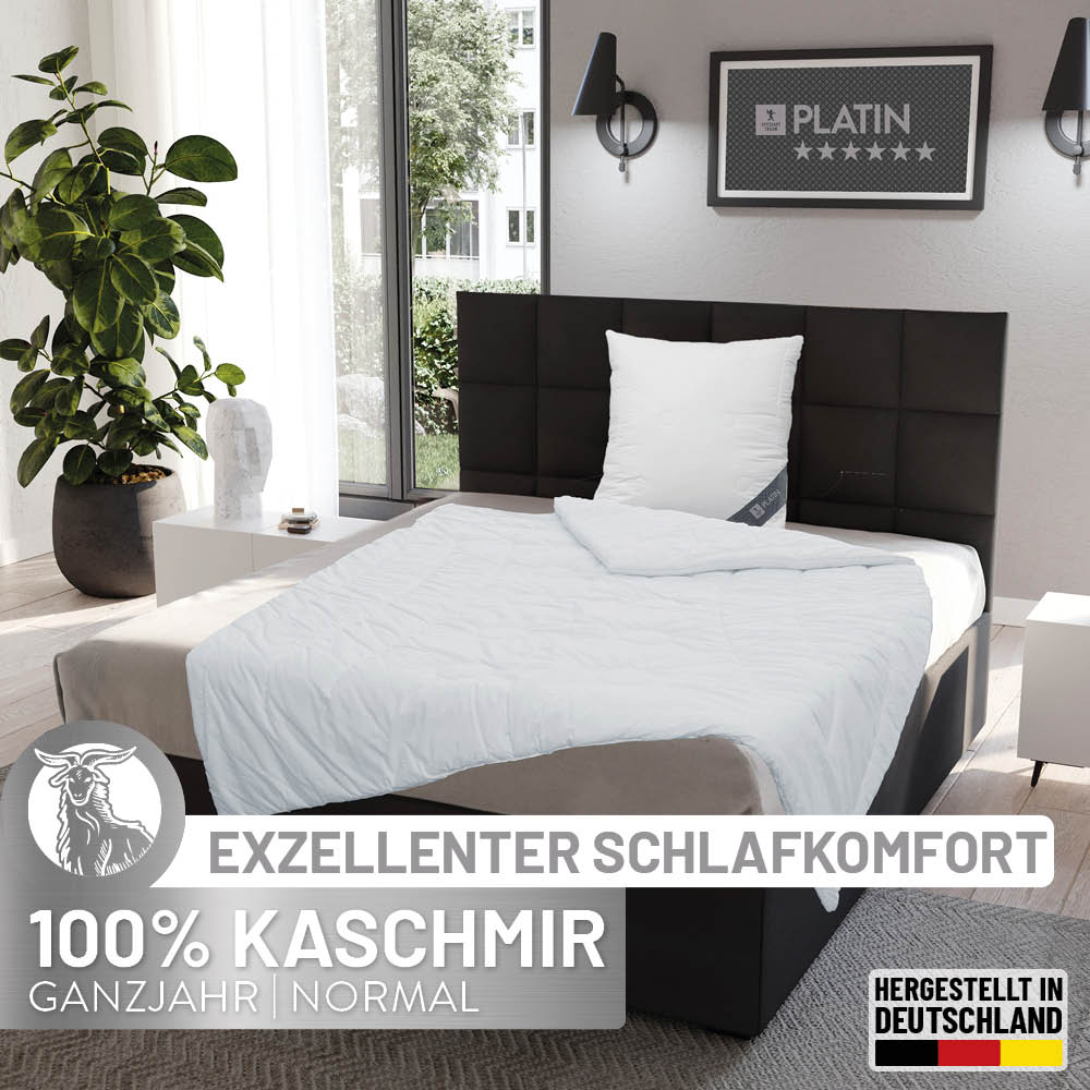 Kaschmirbettdecke Platin, reiner feinster Kaschmir Flaum (superentrgrannt), 100 % Kaschmir