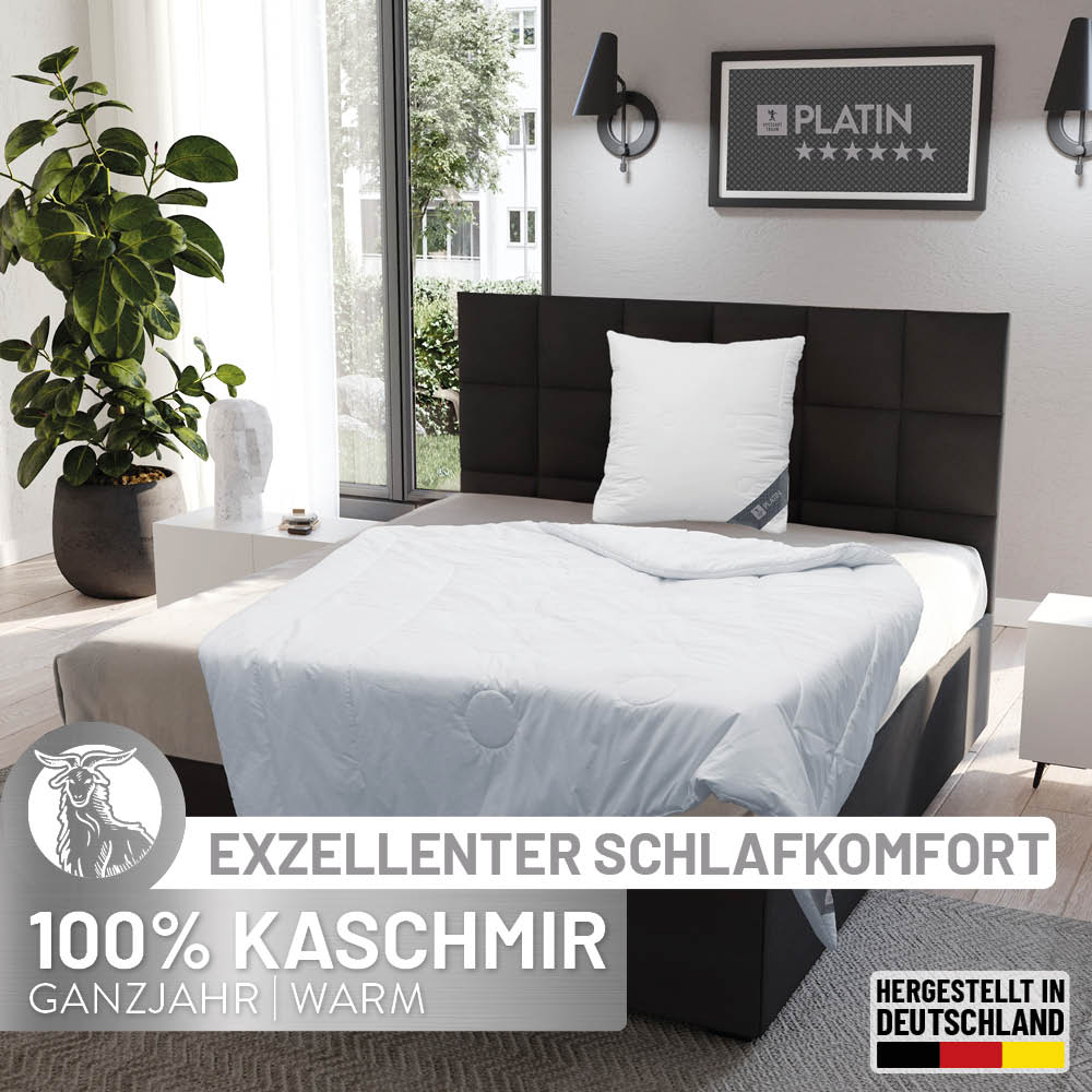 Kaschmirbettdecke Platin, reiner feinster Kaschmir Flaum (superentrgrannt), 100 % Kaschmir